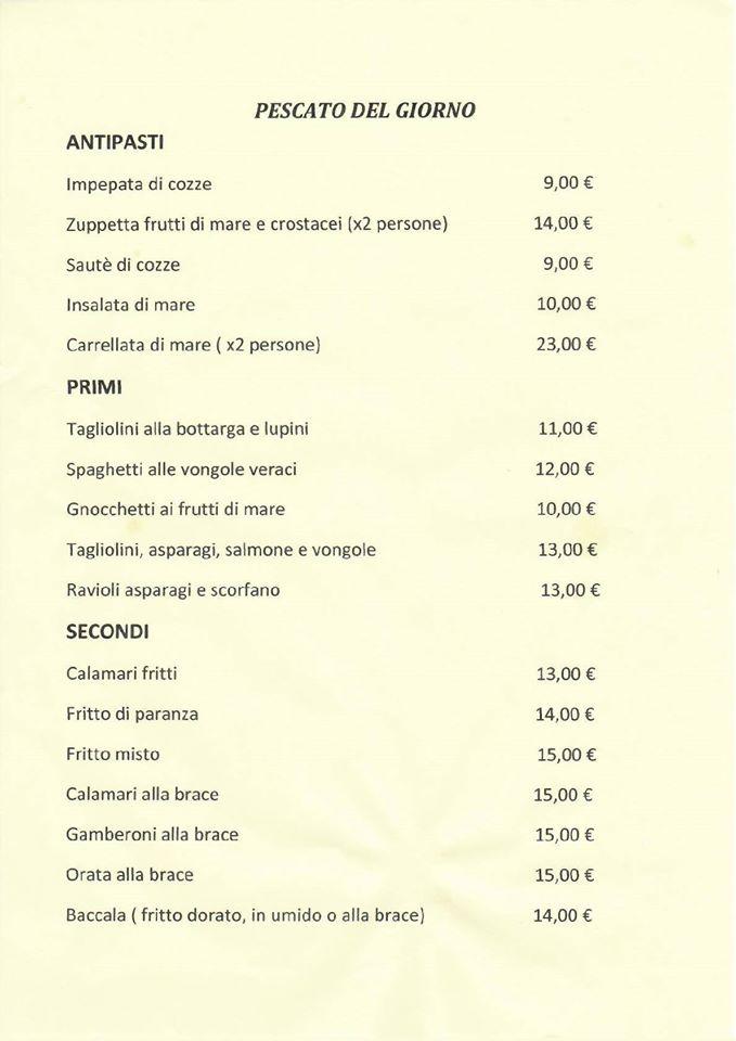 Speisekarte von Acquaforte restaurant, Fabrica di Roma
