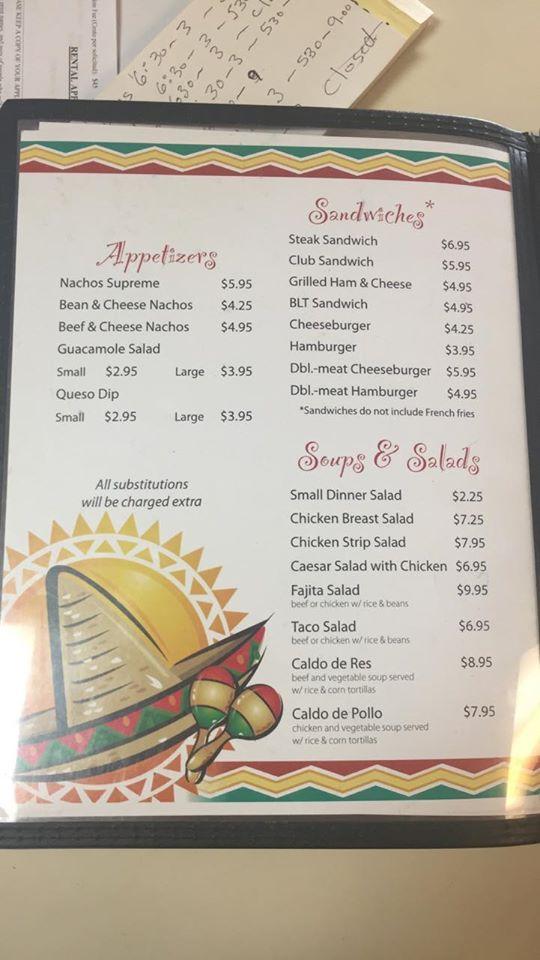 Menu at La Fonda Del Sol restaurant, Jacksonville