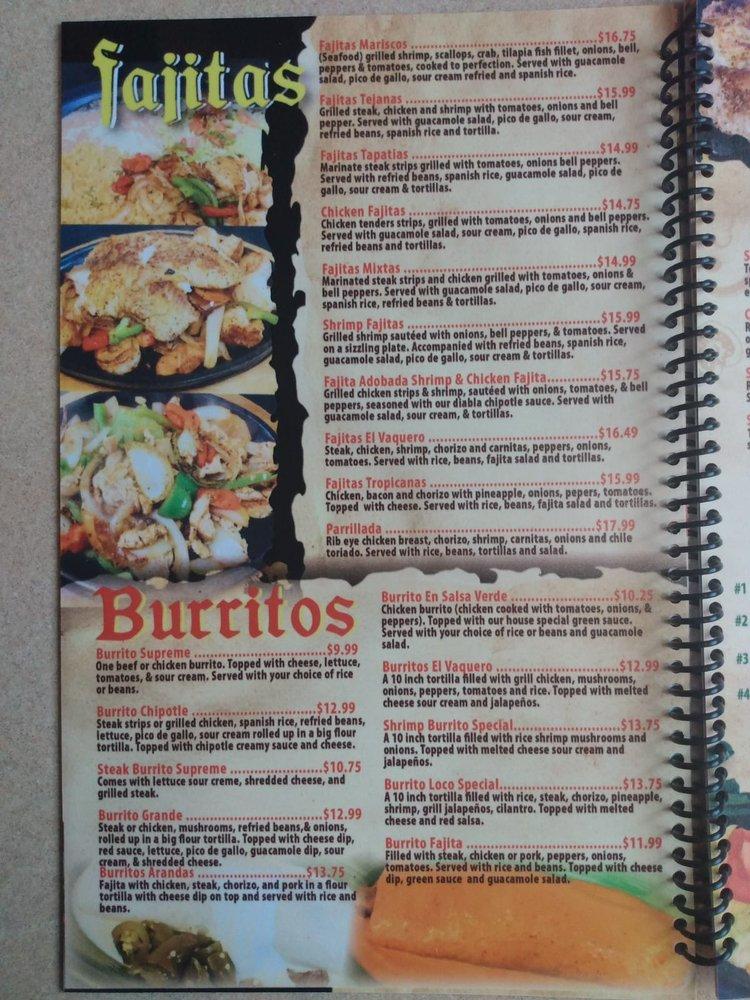 Menu at Los 3 amigos restaurant, Mitchell