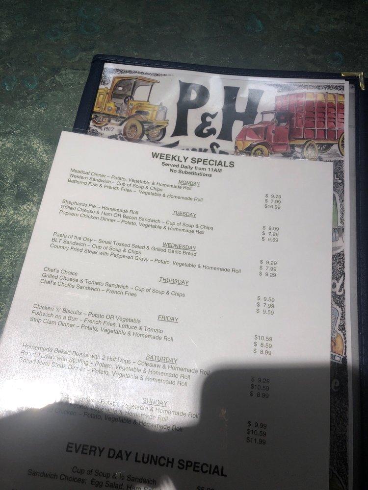 Menu at P&H Truck Shop restaurant, Newbury