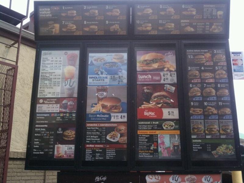 Menu at McDonald's fast food, Mossy Head, FL-285 S