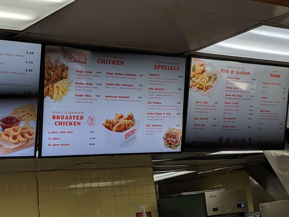 Menu at Ron's DriveIn restaurant, Spokane Valley
