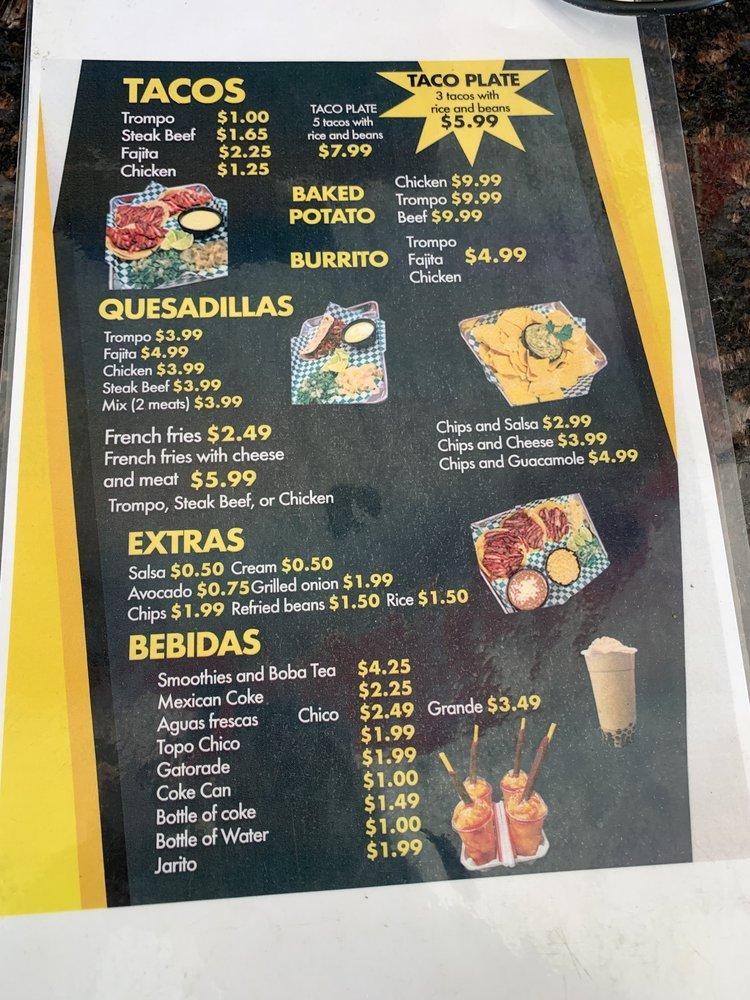 Menu at Greenville Street Tacos Taqueria pub & bar, Dallas, Greenville Ave