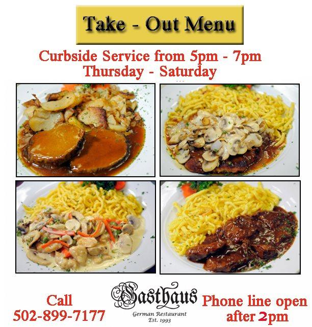 Menu at Gasthaus German Restaurant, Louisville