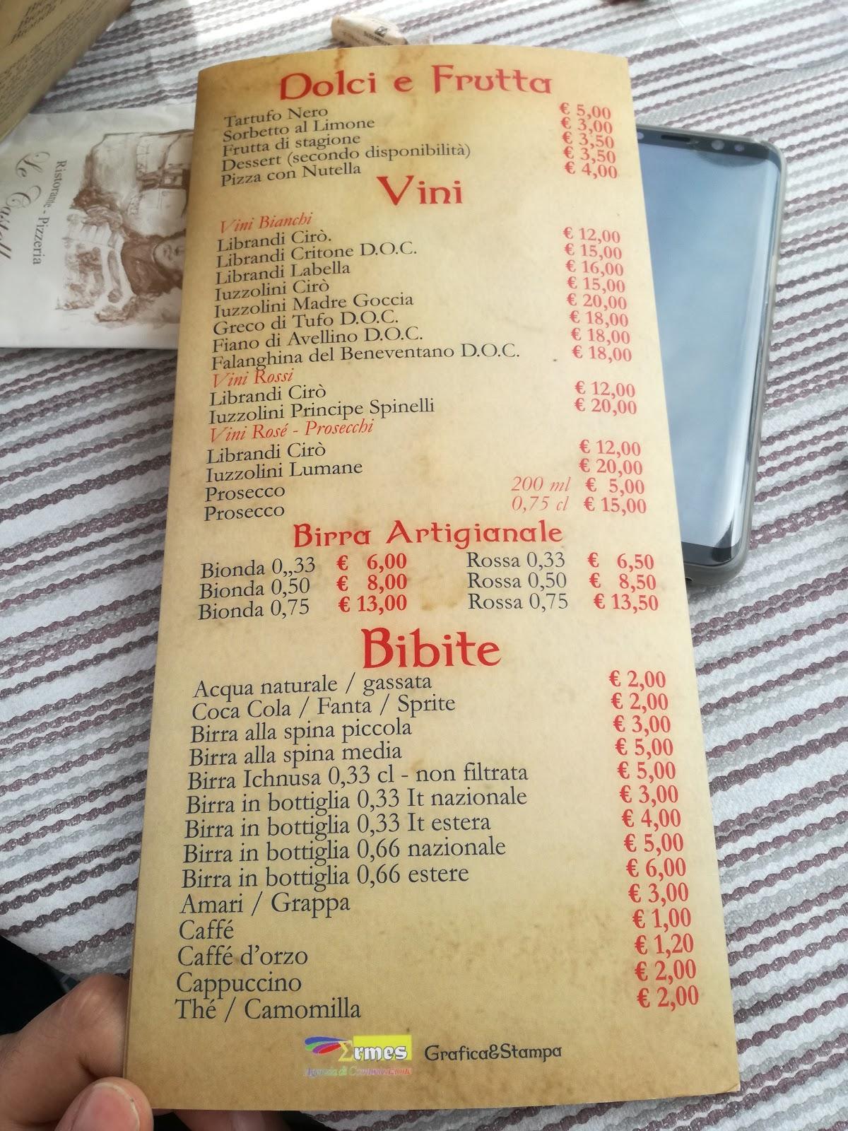 Menu di Le Castellane 