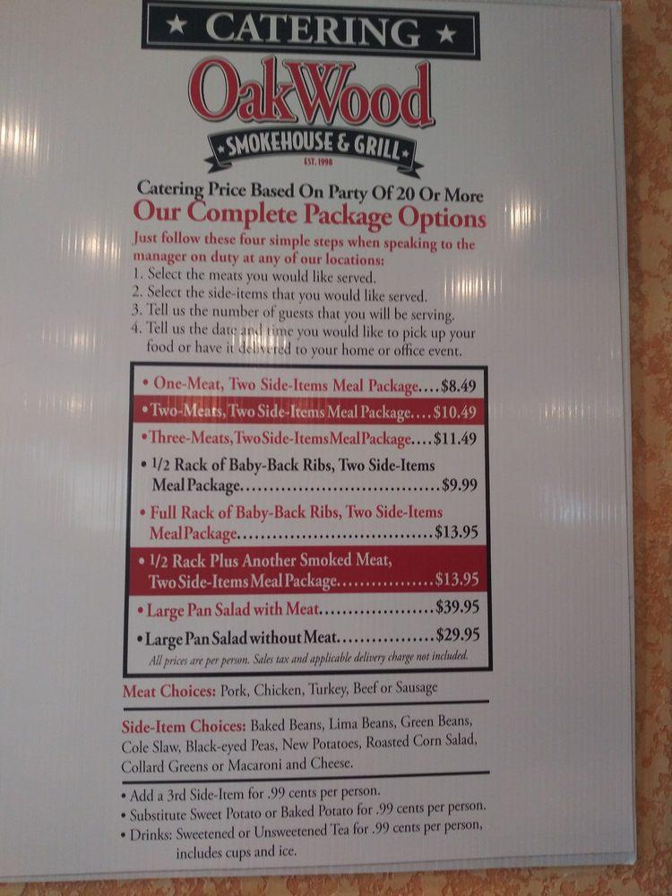 Menu At Oakwood Smokehouse And Grill Bbq Eustis