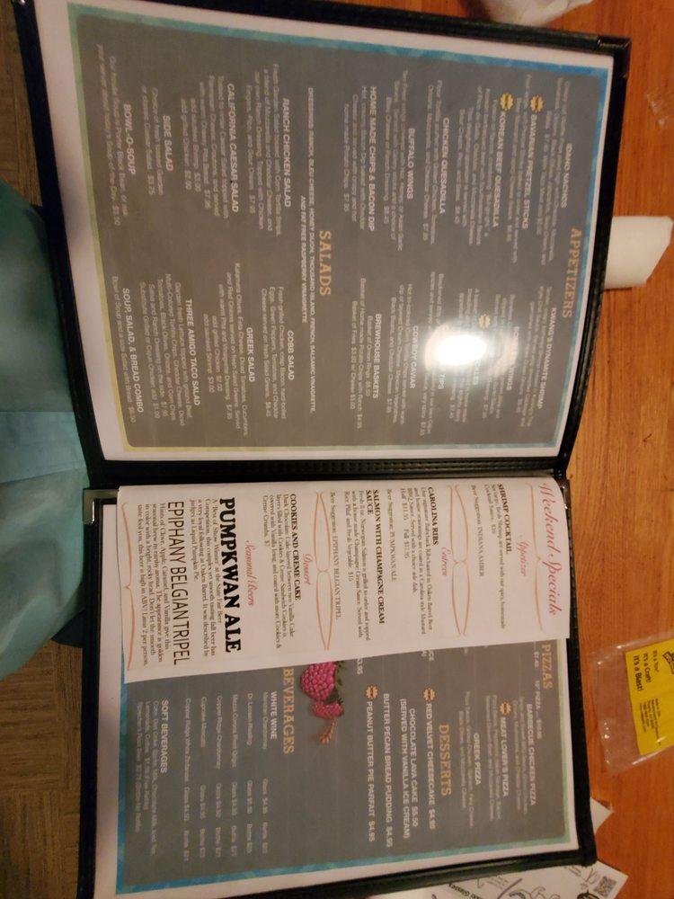Menu at Oaken Barrel Brewing Company, Greenwood