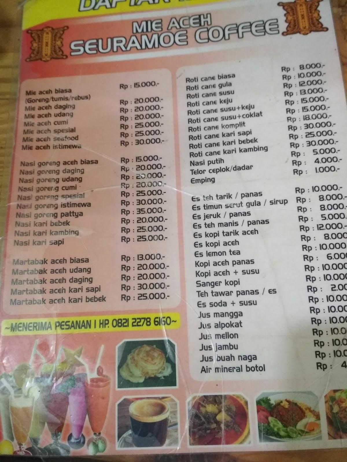 Menu at Warung Kopi Naga Hitam cafe, Karawang