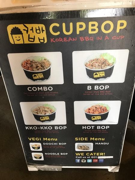 Menu At Cupbop Korean Bbq In A Cup American Fork