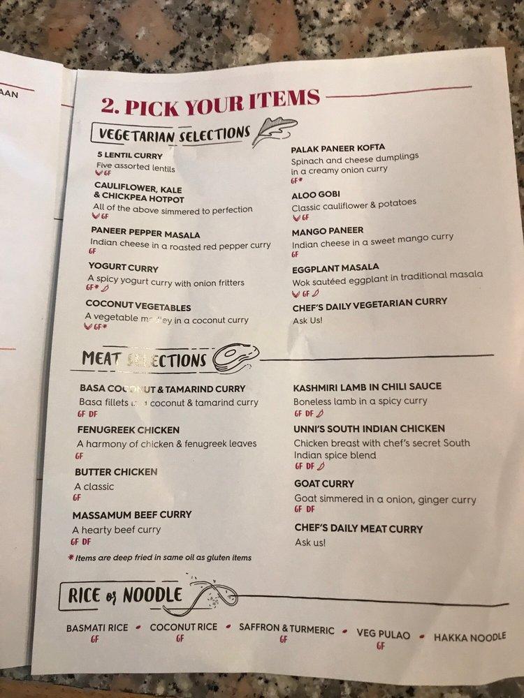 Menu at Tiffin India's Fresh Kitchen fast food, Edmonton, Jasper Ave