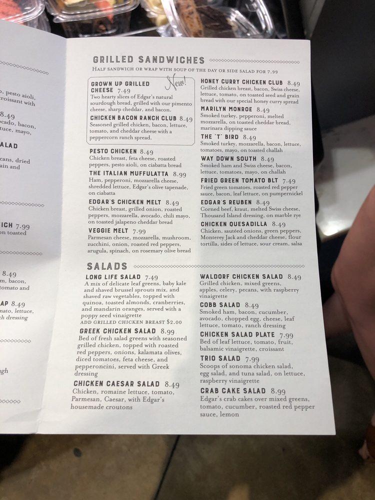 Menu at Edgar's Bakery, Huntsville, 472 Providence Main St NW 100