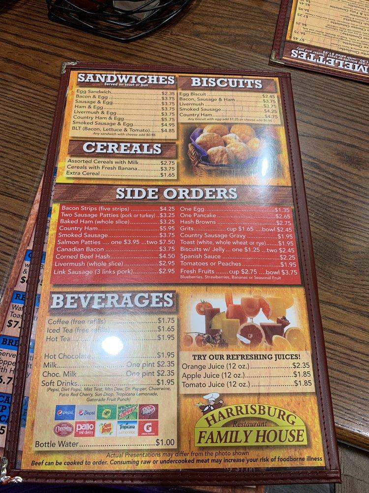 Menu at Harrisburg Family House restaurant, Harrisburg