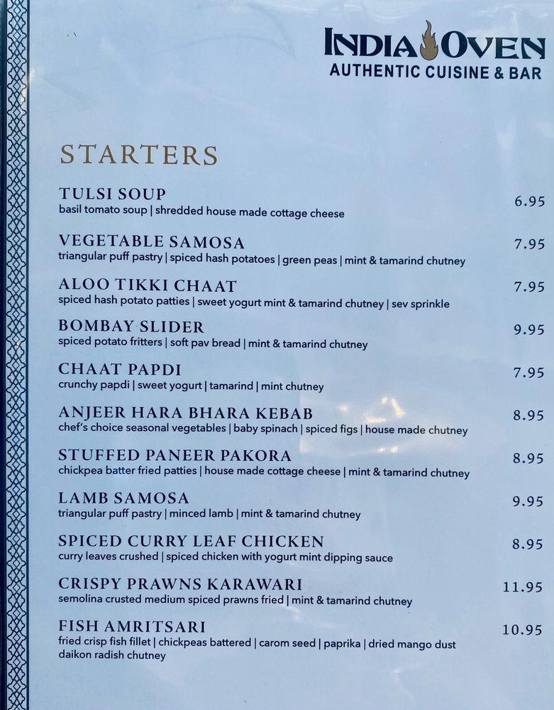 Menu at India Oven Eldorado Hills pub & bar, El Dorado Hills