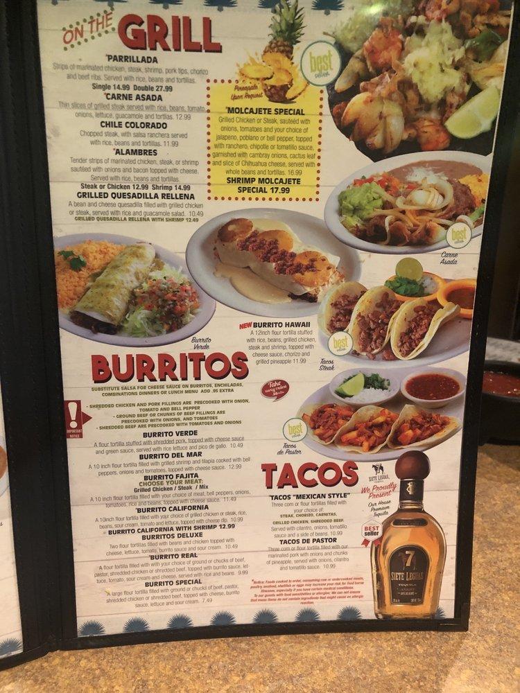 Menu at El Molcajete Mexican Restaurant, Springfield