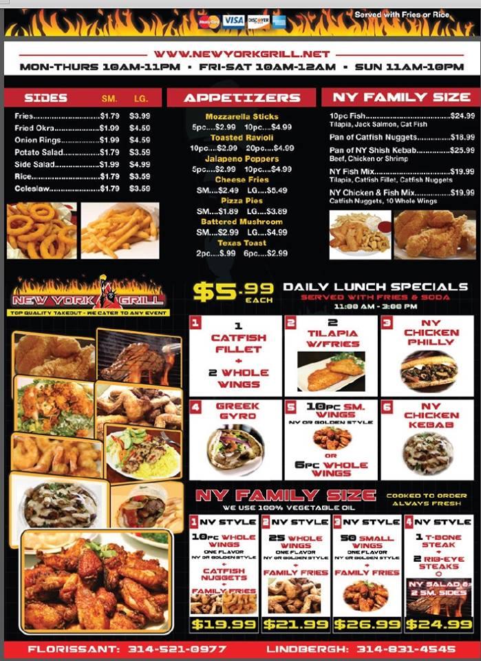 Menu at NEW YORK GRILL 3 restaurant, Florissant, 540 N Hwy 67