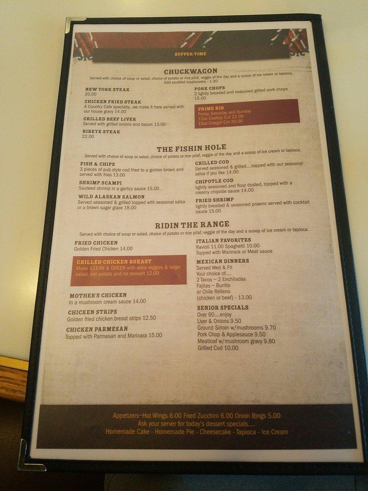 Menu at Country Cafe, Lockeford, N Highway 88