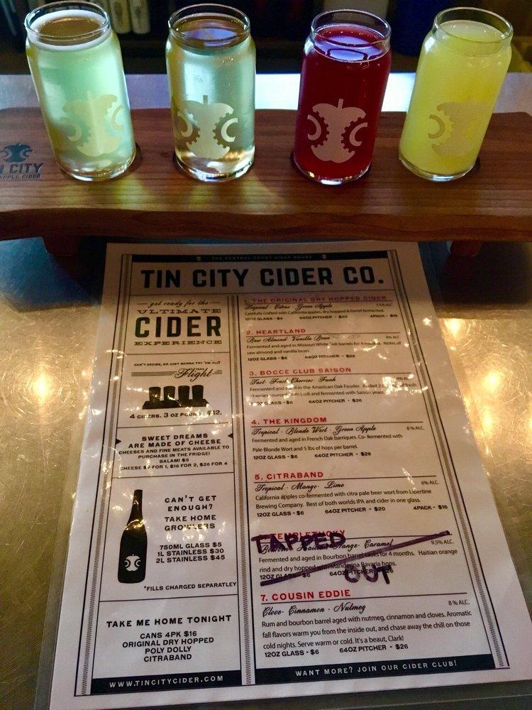 Menu at Tin City Cider pub & bar, Paso Robles