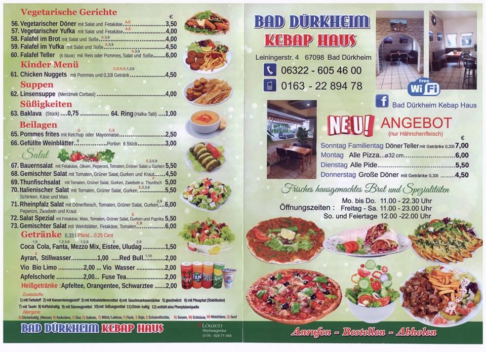 Speisekarte Von Bad D Rkheim Kebap Haus Restaurant Bad D Rkheim