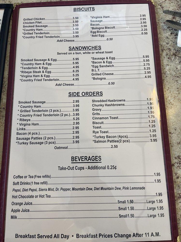 Menu at ZOE'S FAMILY RESTAURANT, Winston-Salem