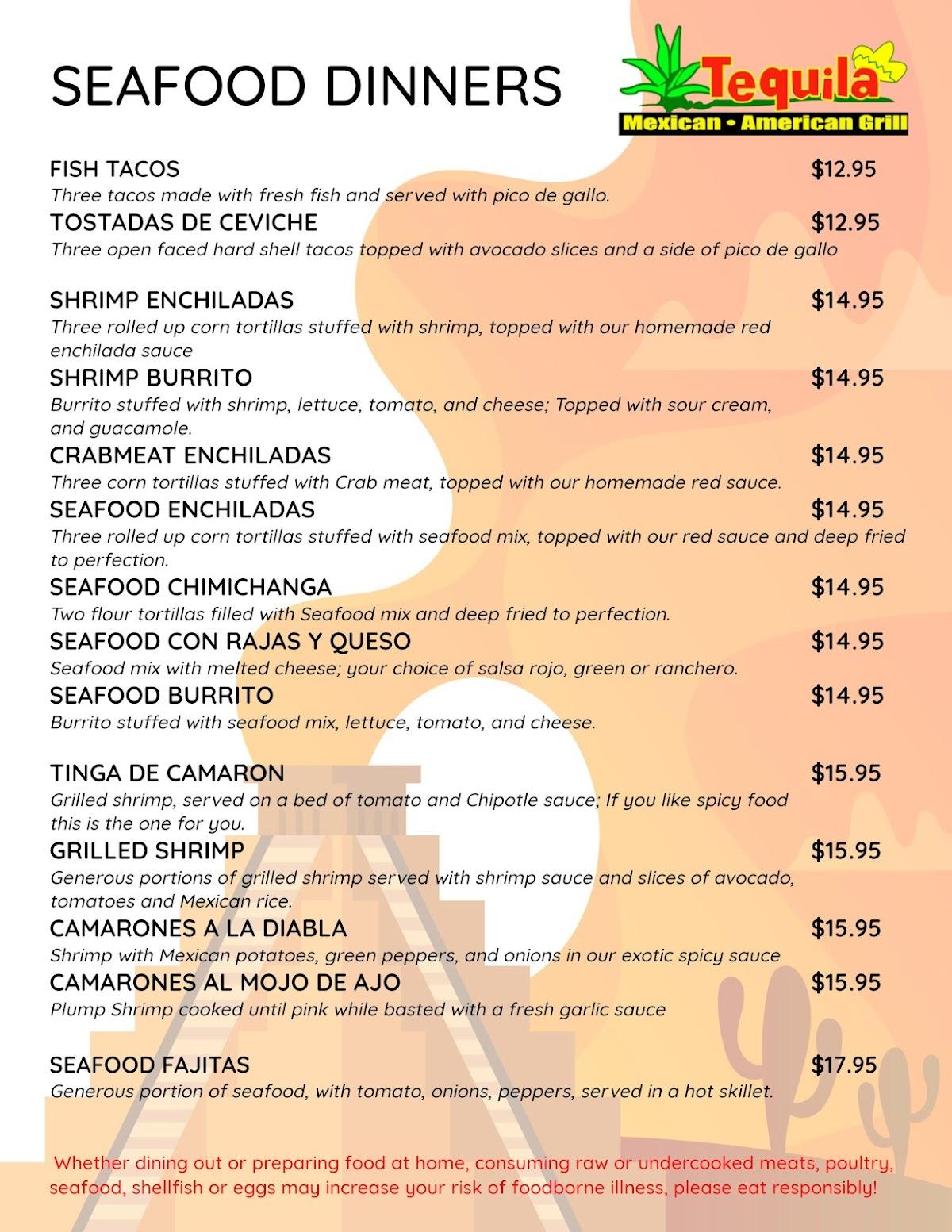 Menu at El Tequila Mexican Grill restaurant, Sturtevant