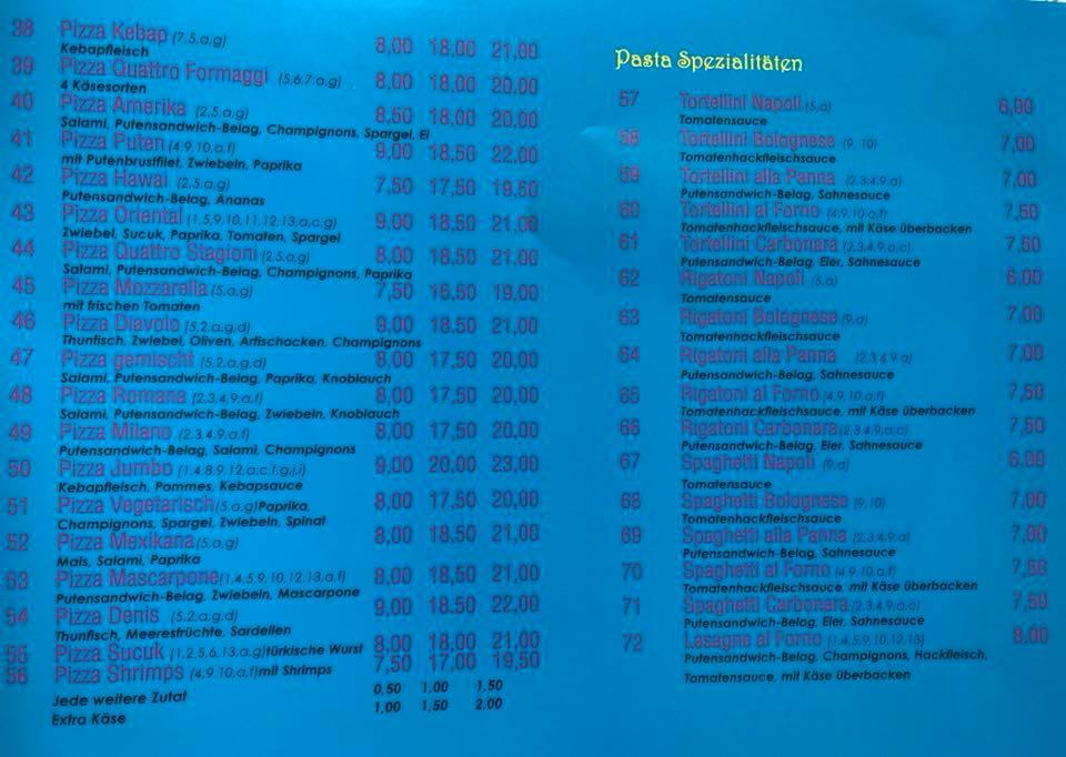Speisekarte von Euro Döner pizza, Offenburg