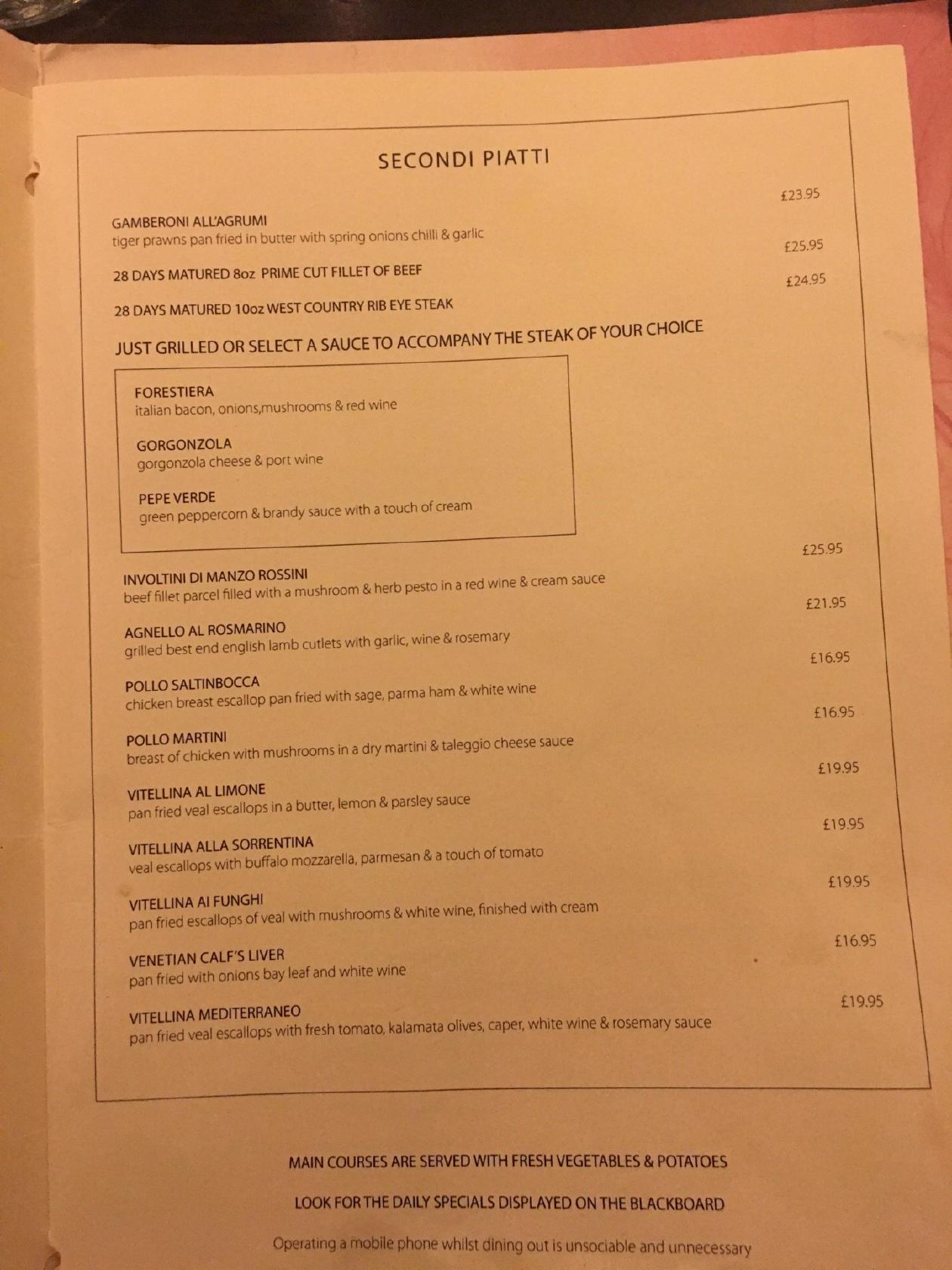 Menu at Martini Restaurant, Bath