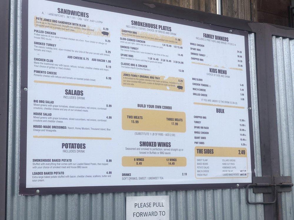 Menu at Sam Jones BBQ, Winterville