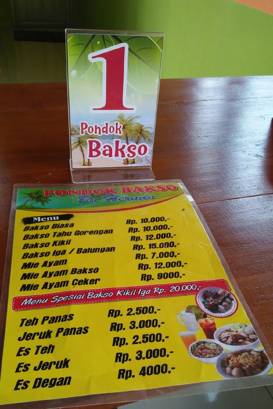 Menu At Pondok Bakso Bu Hermin Restaurant Bojonegoro