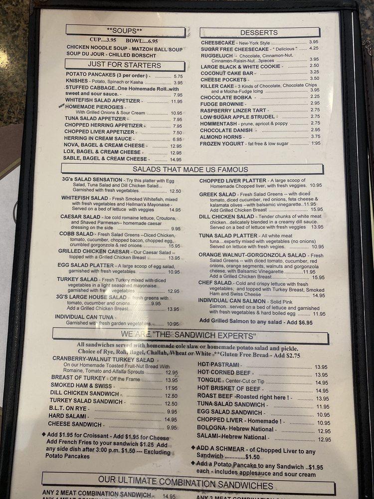 Menu at 3G's Gourmet Deli & Restaurant, Delray Beach