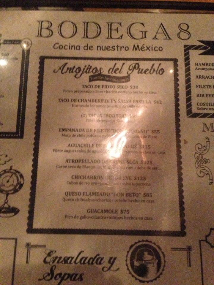 Carta De Parrilla BODEGA 8, Tijuana, Blvd. Agua Caliente 10387