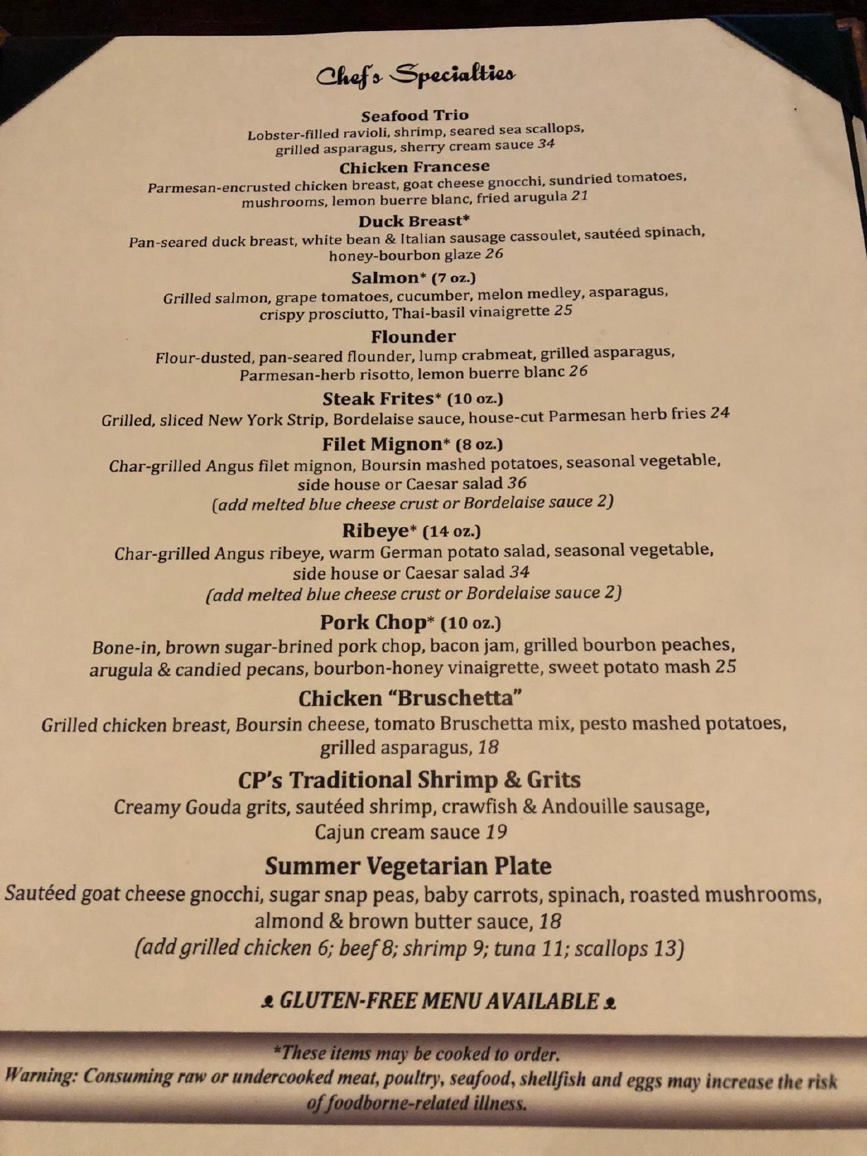 Menu at Chef's Palette restaurant, Cary, TenTen Rd Suite 118