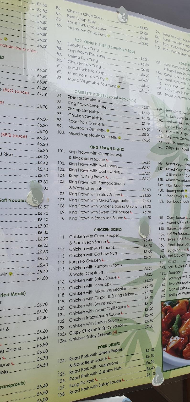 Menu at Hong Kong Chinese fast food, Lyme Regis