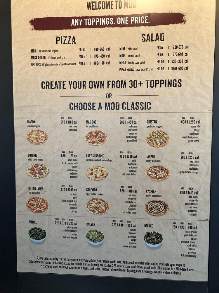 Menu for mod deals pizza