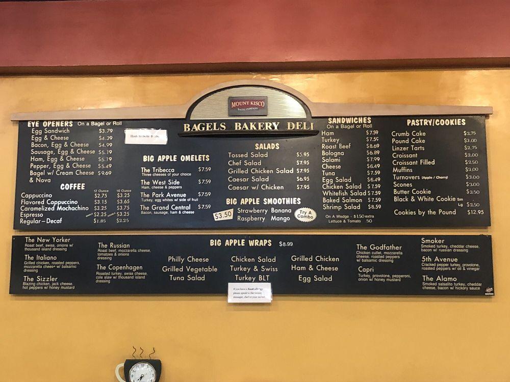 Menu at Mount Kisco Bagel restaurant, Mount Kisco