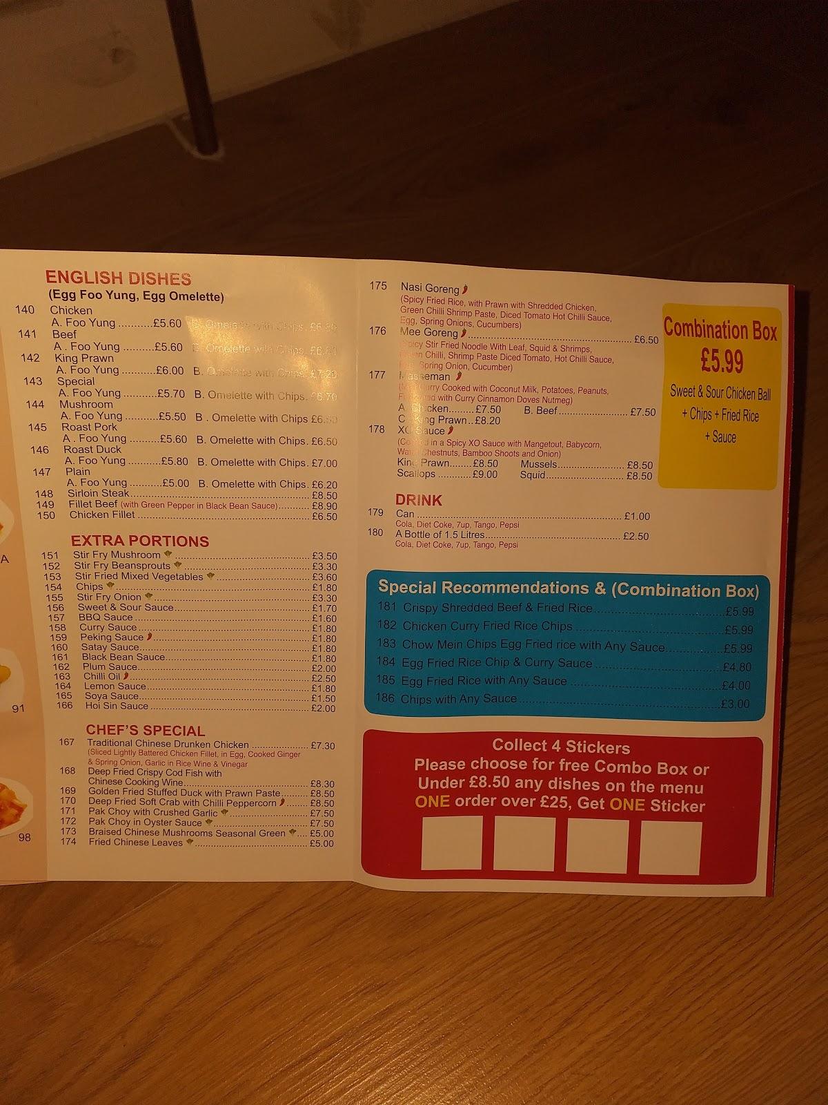 Menu at Grace Garden fast food, Llansamlet