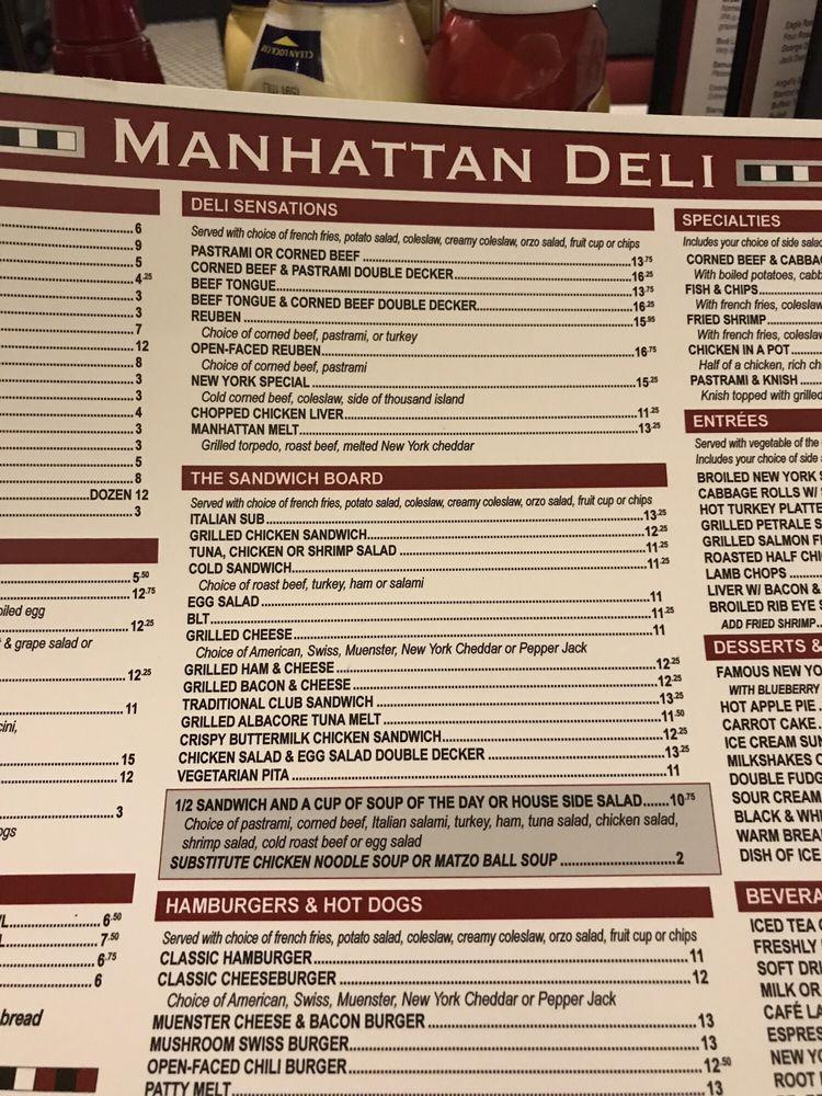 Menu at Manhattan Deli restaurant, Reno, S Virginia St