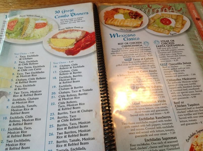 Menu at Puerto Vallarta Restaurant, Muncie