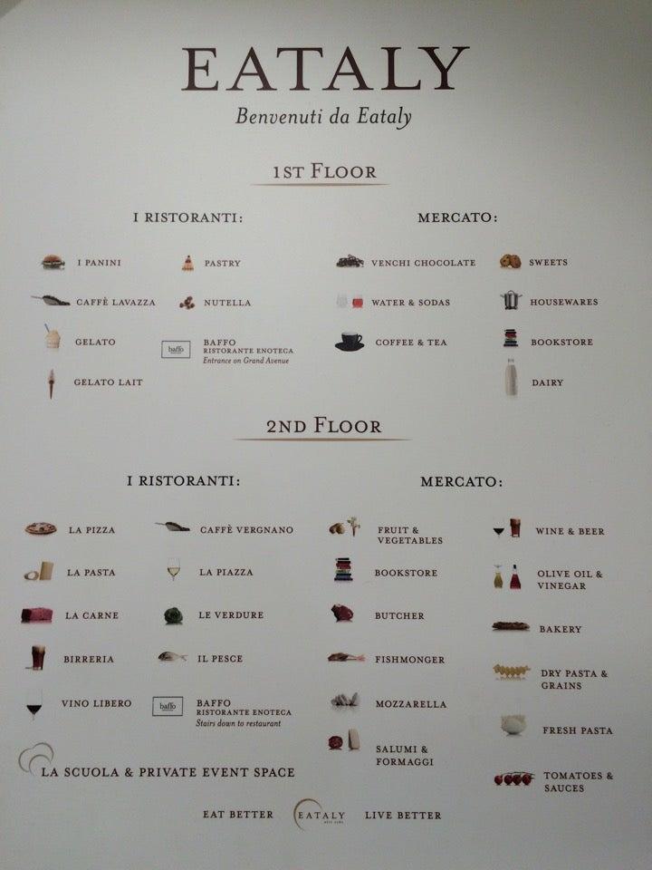 Menu at Eataly pizzeria, Chicago