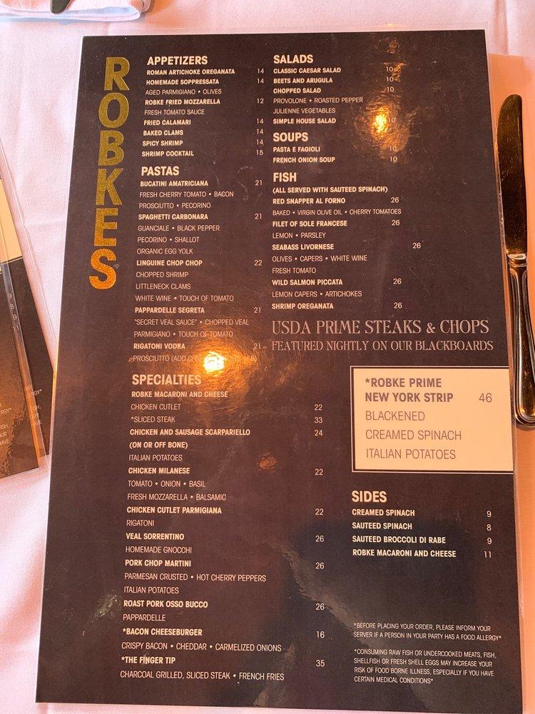 Menu at Robke's Northport restaurant, Northport