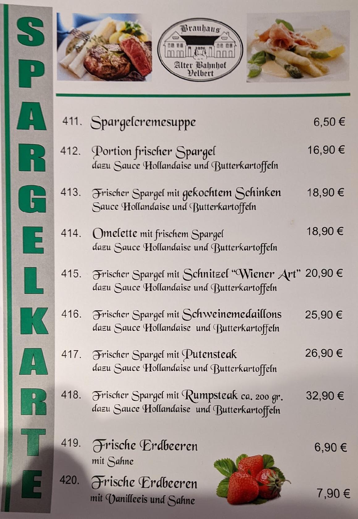 Brauhaus Alter Bahnhof Velbert Menu