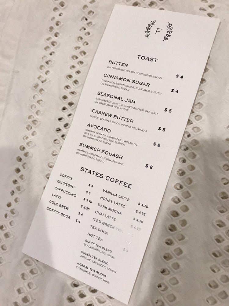 Menu at FARM & FLOUR cafe, Benicia