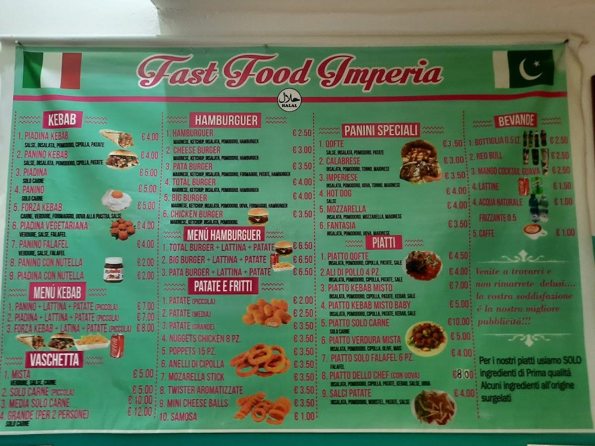 Menu di Fast Food Imperia 