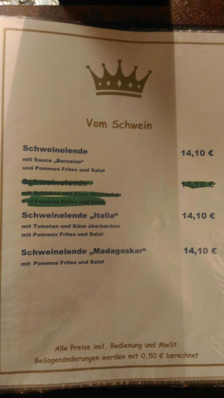 Speisekarte von Gaststätte zur Krone restaurant Erlensee