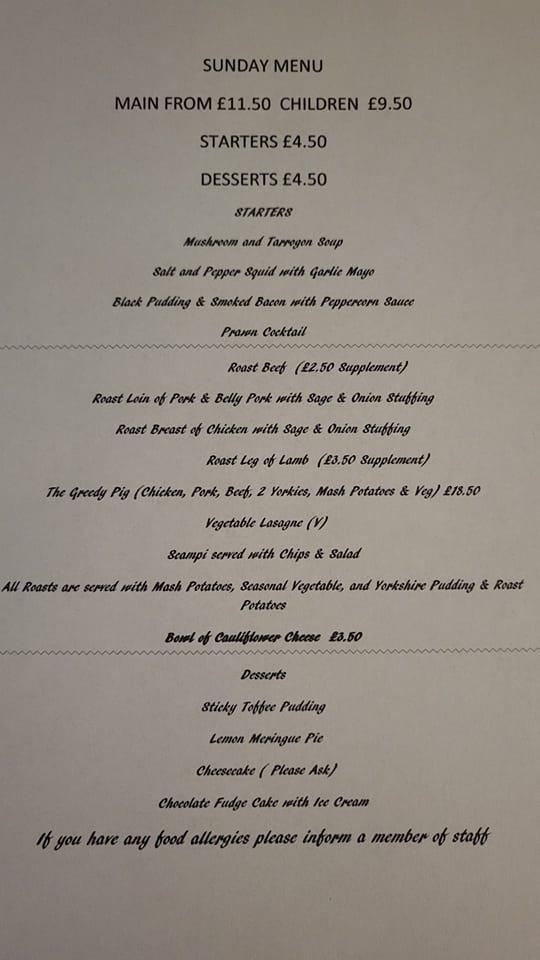 Menu at The George & Dragon pub & bar, Newton Aycliffe