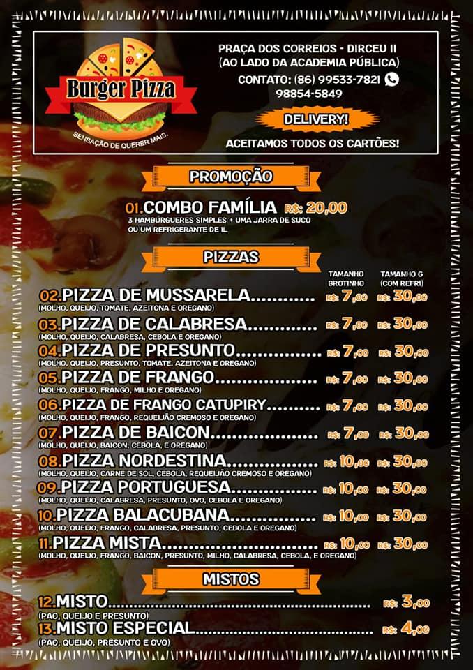 Menu at Burger Pizza restaurant, Teresina, Av. José Francisco de ...