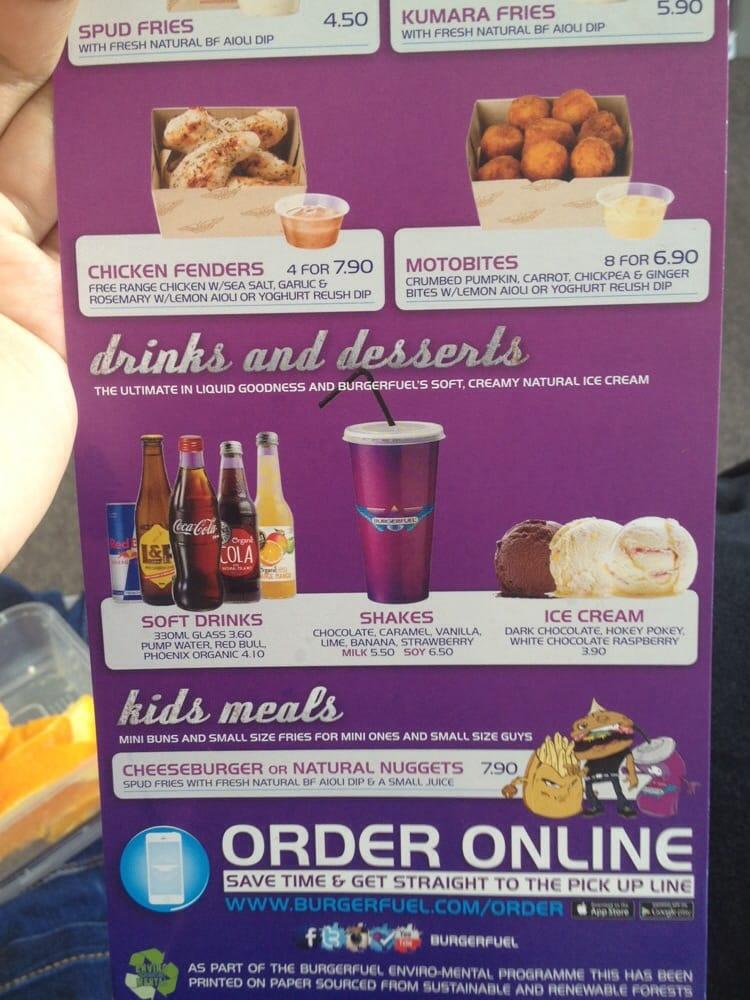 Menu at BurgerFuel Queen Street fast food, Auckland, 291 Queen St
