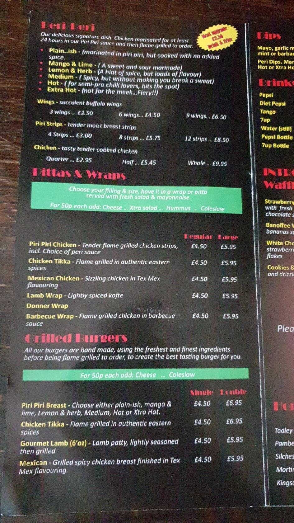 Menu at Grillz fast food, Tadley