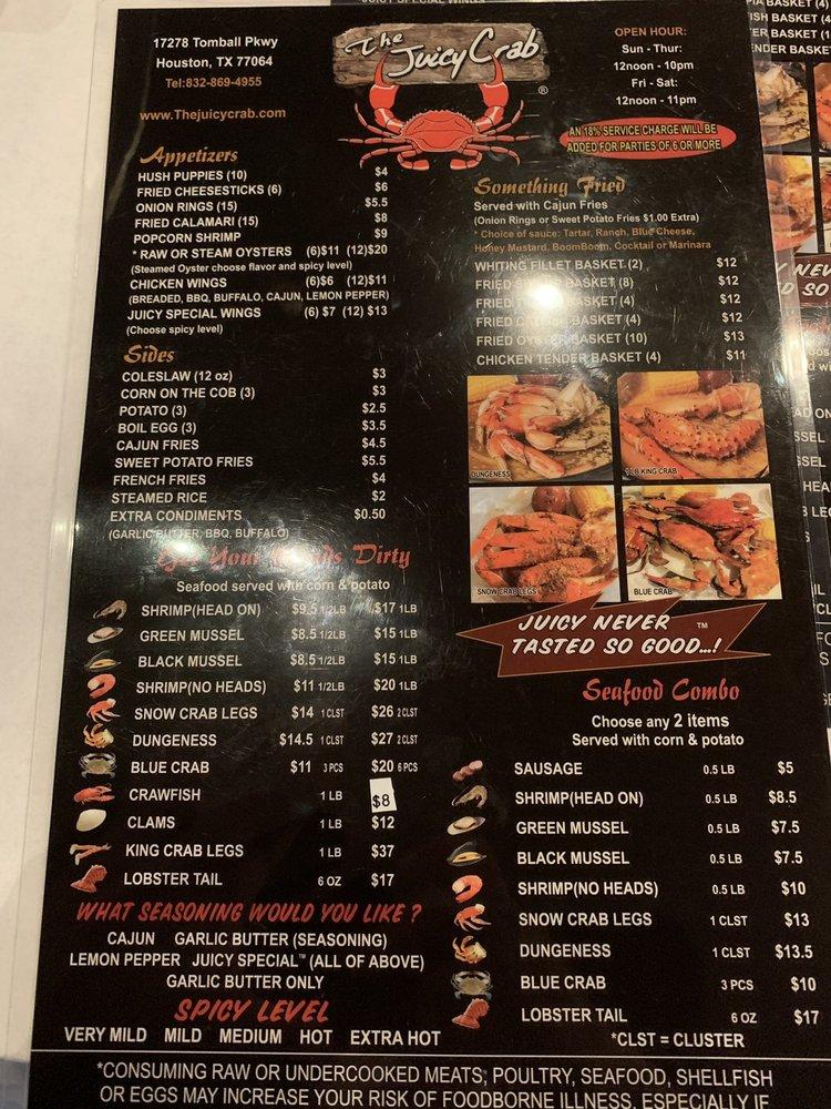 Menu at The Juicy Crab pub & bar, Houston, Tomball Pkwy