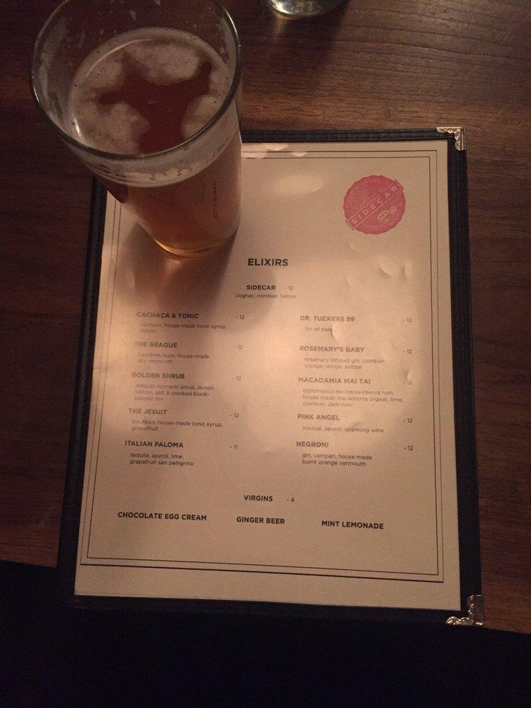 Menu at Sidecar pub & bar, New York City, 560 5th Ave