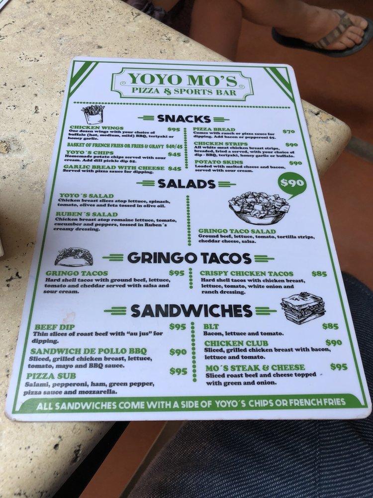 Menu at Yoyo Mo's Pizza & Sports pub & bar, Bucerías